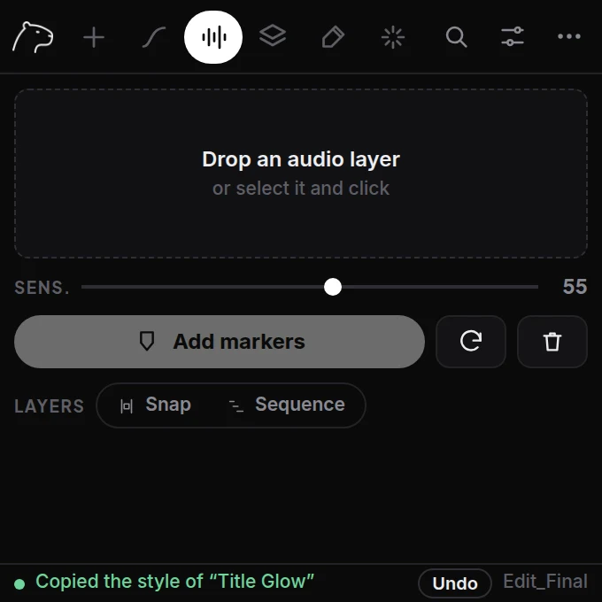 Empty drop zone reading Drop an audio layer